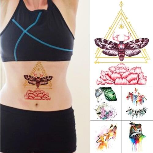 Waterproof Temporary Tattoo Sticker Flower butterfly and forest wolf pattern animals Water Transfer body art flash fake tatoo