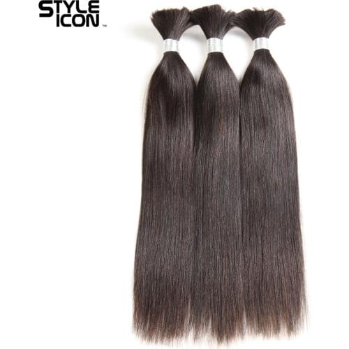Styleicon Hair Brazilian Straight Human Hair Bulk 1 3 4 Bundles Deals Remy Bulk Human Hair For Braiding No Wefts Natural Color