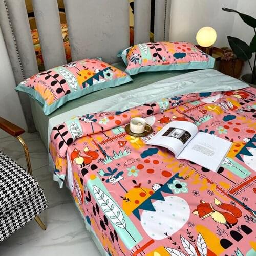 Bedspread Quilts Duvets Comforter Bed Cover Sheet Pillowcase Cartoon Summer Tencel for Adults Queen King Is Thin #s
