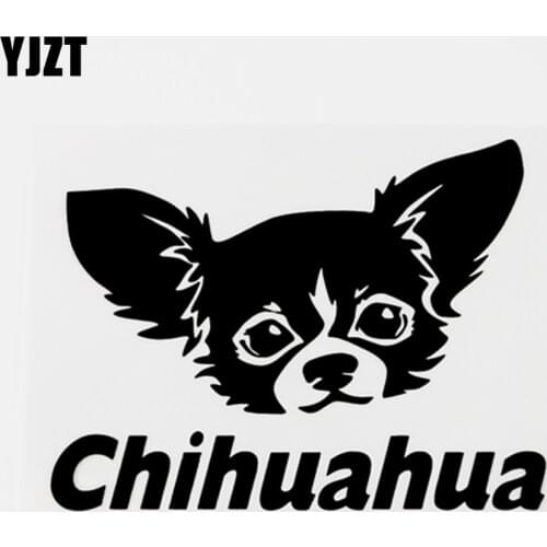 YJZT 13.3CM×10CM Cute Animal Chihuahua Head Vinyl Car Sticker Decal Black/Silver 8C-0686