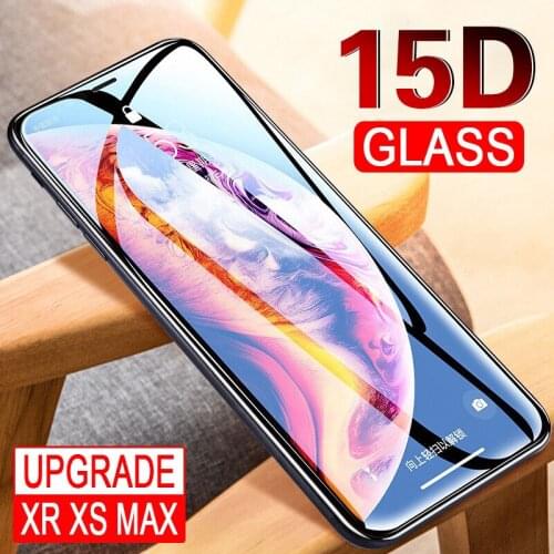 15D Curved Edge Protective Glass on The for IPhone 8 X XS Max XR Tempered Screen Protector for IPhone 7 8 6 6S Plus X Glass Film