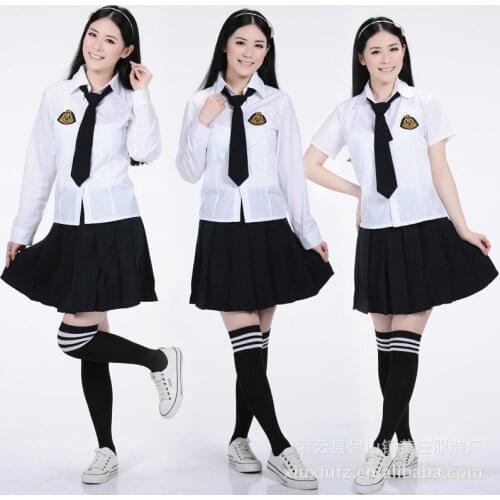 Adomoe Female Japanese&Korean Anime School Uniform cosplay Top Quality Elegant Girls White Black School uniforms set for women