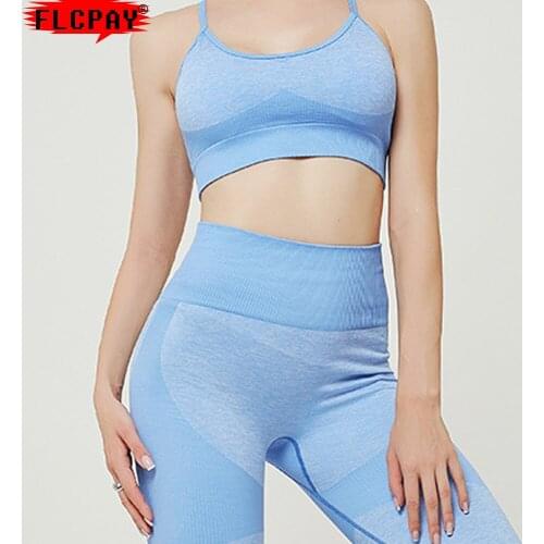 Women Seamless Yoga Set Gym High Waist Leggings Strappy Sports Bra Workout Sport Suit Femme Pant Fitness Set Running Active Wear