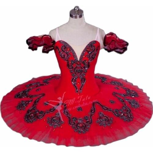 Adult red black tutu costume Don Quixote performance tutu professional ballet tutus stage platter pancake tutu costume for women
