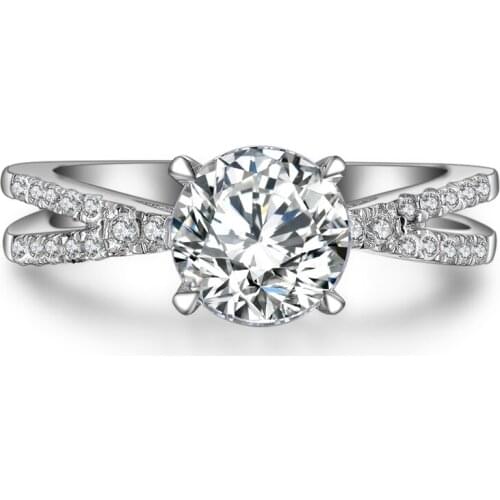 Love Forever 1.5Ct 7.5mm G-H Moissanite Diamond Ring Wedding Jewel Test Positive 925 Sterling Silver Promise Ring