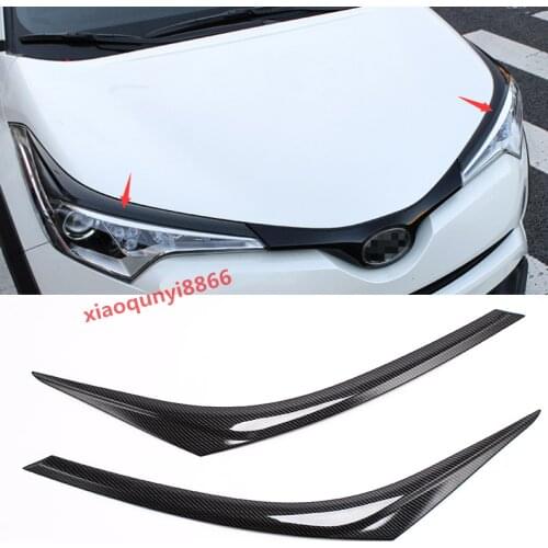For Toyota C-HR CHR 2016 2017 2018 Carbon Fiber Front Headlight Lamp Frame Cover Trim 2pcs