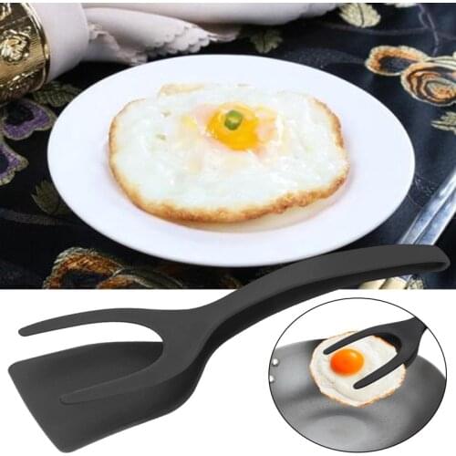2 In 1 Grip And Flip Tongs Egg Spatula French Toast Pancake Clamp Pancake Fried Egg French Toast Omelet Overturned Accessories