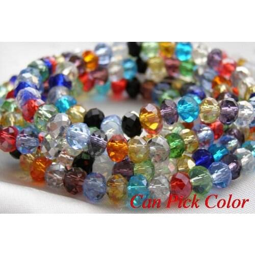 4mm 6mm 8mm free shipping loose strand Mixed Faceted Rondelle Glass Crystal Beads spacer Bracelet jewelry making