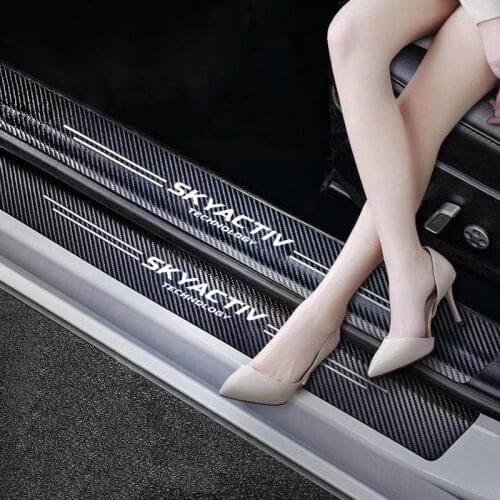 4pcs car Sticker door carbon leather Fiber Sill Plate For Mazda 3 6 CX-7 CX-9 CX-3 CX30 accessories