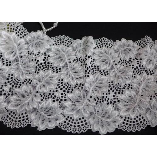6.7" Wide Ivory White Stretch Embroidery Lace Trim Clothes/Garment/Headband/Sewing Accessories