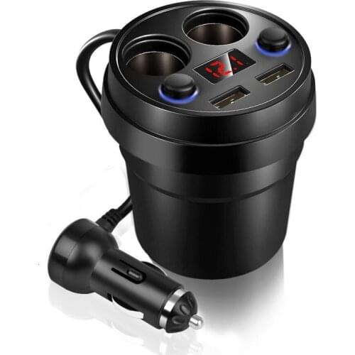 Type C Fast USB Car Charger 2 USB DC/5V 3.1A Cup Power Socket Adapter Car Charging Quick Charge Moible Phone