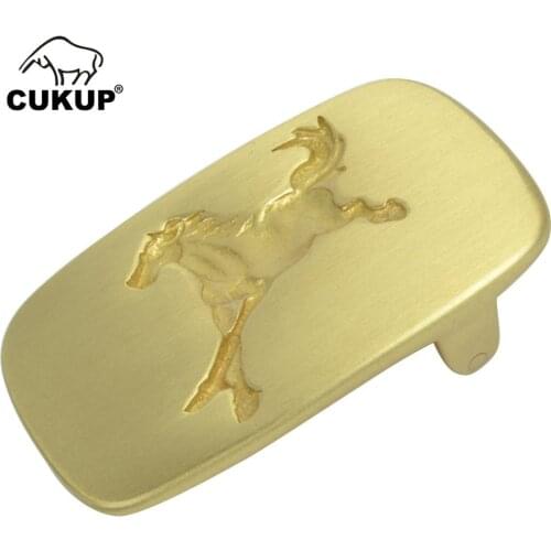 CUKUP Mens New Design Horse Animals Pattern Western Male Cowboy Solid Copper Smooth Belt Buckles Brass Metal for Men BRK044