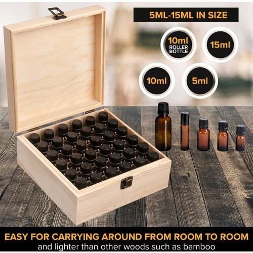 36/25 Slot Essential Oil Bottle Wooden Storage Box Case Aromatherapy Oil Bottle Organizer Premium Wooden Makeup Case Holder