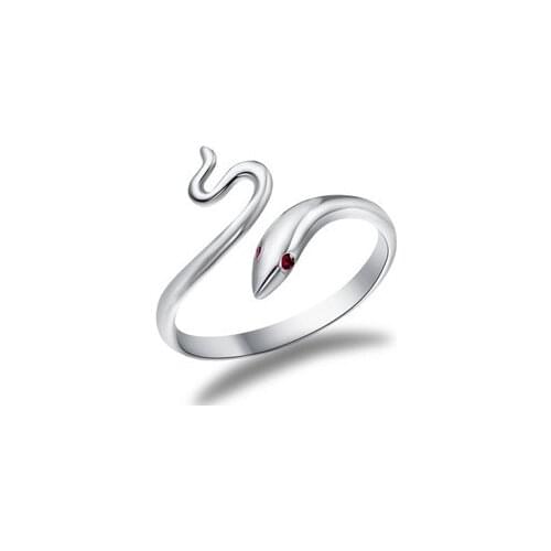 REETI 925 Sterling Silver Small Snake Open Rings For Women Vintage Style Lady Prevent Allergy Sterling-Silver-Jewelry