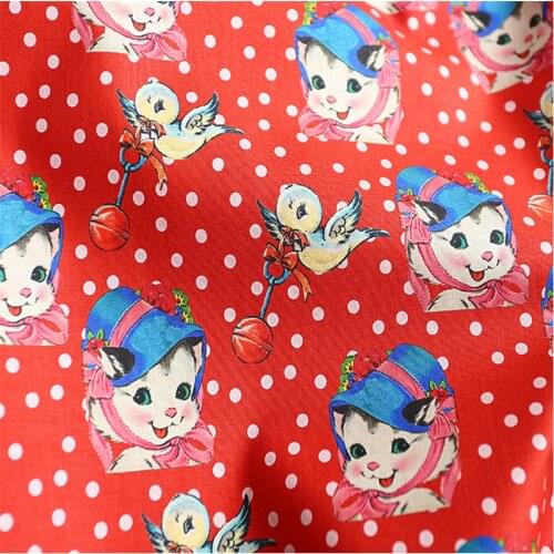 Cartoon Rabbit Valentine Deer Print 100% Cotton Fabric for Girl Clothes Bedding Set Hometextile Cushion Cover Backpack DIY