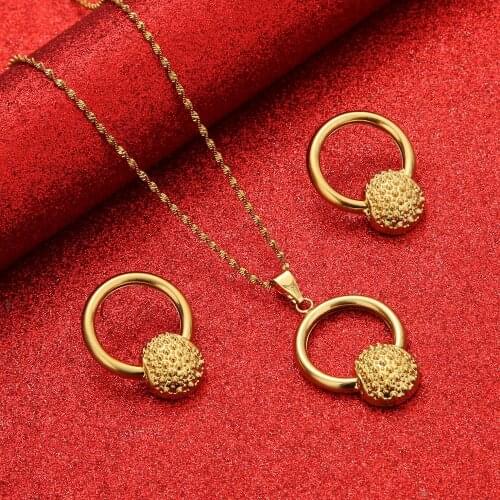 Dubai Fashion Jewelry Sets For Women Water Drop Necklace Pendant Earrings African Statement Bridal Wedding Party Gift