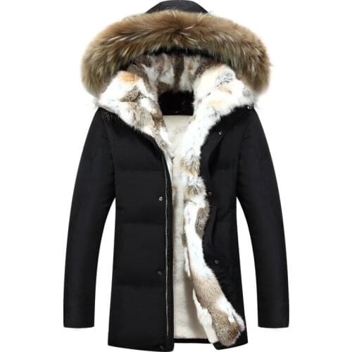 2018 Winter Jacket Men Cotton Coat Parkas Male Jacket Thickened Warm Rabbit Fur collar Raccoon fur Hooded Size S-XXL 3XL 4XL 5XL