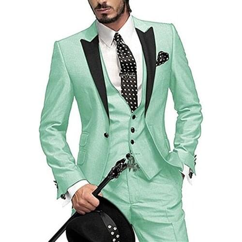 Mens Suit Slim Fit One Button 3 Pieces Custom Made!! Gentle-Mens Wedding Suits Groom Tuxedo Terno Masculino (Jacket+Pants+Vest)