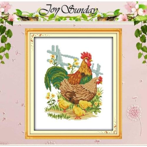 The Chicken Family (2) patterns Counted Cross Stitch 11 14CT Cross Stitch Set Wholesale Cross-stitch Kits Embroidery Needlework