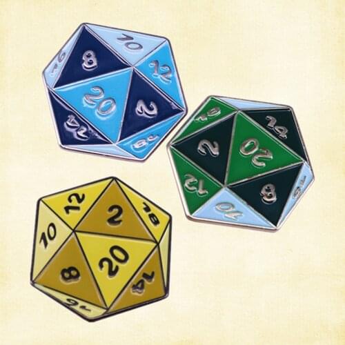 DnD Dungeon Master DM D20 Twenty Sided Dice Enamel Pin set RPG tabletop gaming Geek Badge gift jewelry