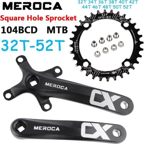New bicycle square hole sprocket 104BCD 170mm crank 30T/32T/34T/36T/38T/40T/42/44/46T/48T/50/52T sprocket mountain bike crankset