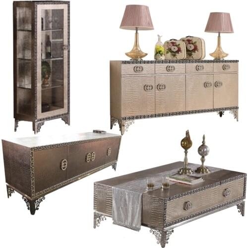 New classics post-modern design crocodile leather tea table basse de salon tv stand meubles Aparador eat edge ark wine carbinet