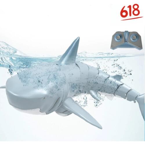 Wholesale 2.4G RC Shark Fish Boat 1:18 Remote Control Bait Boat Mini Radio Electronic Shark Swimming Pool Bathroom Water Toy