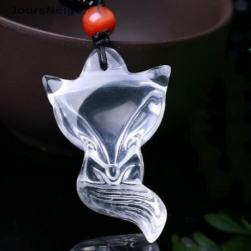 Wholesale White Natural Crystal Stone Necklace Nine Tail Lucky Fox Pendant Lucky For Women Men Fashion Jewelry JoursNeige