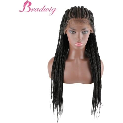 Box Braided Wigs 30 inch 13x7 Lacefront Synthetic Wig for Black Women Cornrow Braids Lace Wigs African Braids Wig with Baby Hair