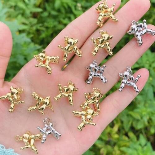 20Pcs Gold Silver Color Plated Lovely Balloon Puppy Dog Pendant Charm Accessories Popular for men women girl