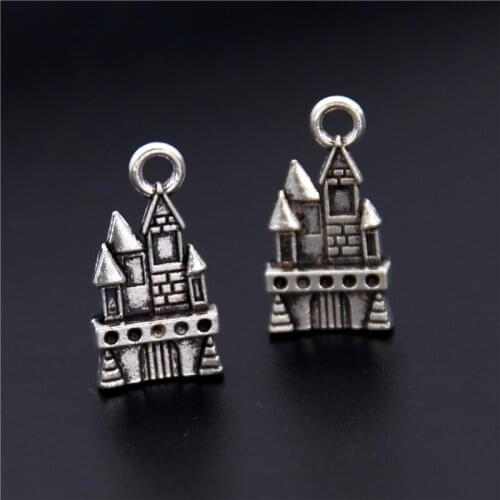 10pcs Silver Color Metal Alloy Castle Towner Building Charms Pendant Jewelry Findings Fit Bracelets A2458