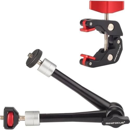 11inch Adjustable Articulating Friction Magic Arm & Large Super Clamp for DSLR Camera Cage Rig, LED Lights, Flash Light,Monitor