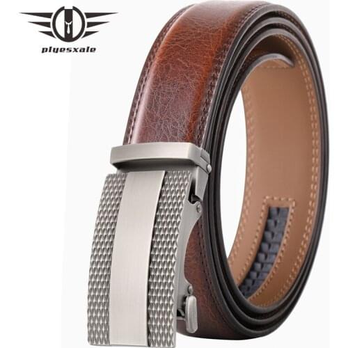 Black Gray Brown Belt Male Mens Belt Genuine Leather Strap Luxury Brand Automatic Buckle Belts For Men cinturon hombre B428
