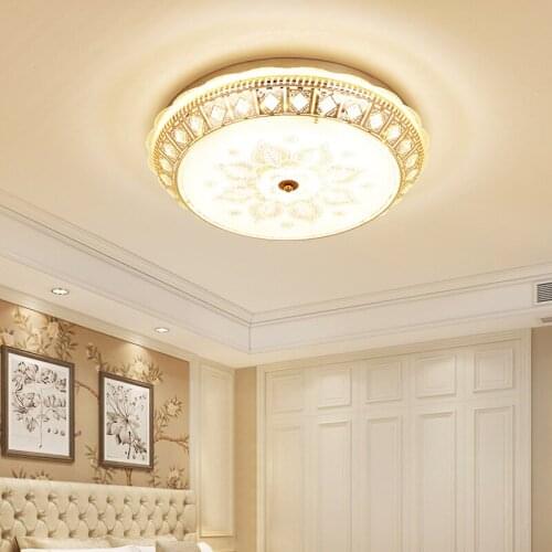 Golden LED crystal light ceiling crystal light lamp for living room bedroom round LED lamparas de techo with K9 crystal WY40206