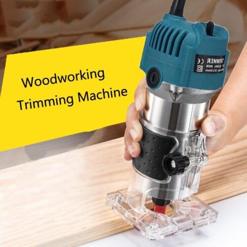 Wood Electric Hand Trimmer Woodworking Engraving Slotting Trimming Hand Carving Machine Wood Router Set