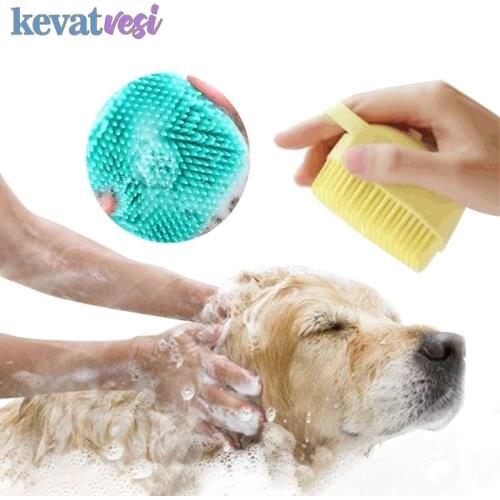 Pet Dog Shampoo Brush Soft Silicone Comb for Dogs Cats Massage Skin Multifunction Bath Brush Shower Gel Pet Grooming Tool