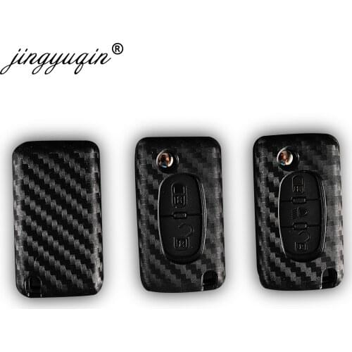 Silicone Carbon Car Key Case For Peugeot 207 307 308 407 408 Partner For Citroen C3 C4 C4L C5 C6 Berlingo Picasso Xsara