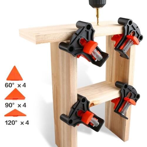 4pcs Wood Angle Clamps 60/90/120 Degrees Woodworking Corner ClampRight Clips DIY Fixture Hand Tool Set for Taper,T Joints,Plate