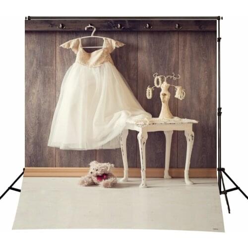 VinylBDS Gray Backdrops Photo Shoot Photography Backgrounds Dark Wood-Paneled Walls White Children Veil White Floor For Studio