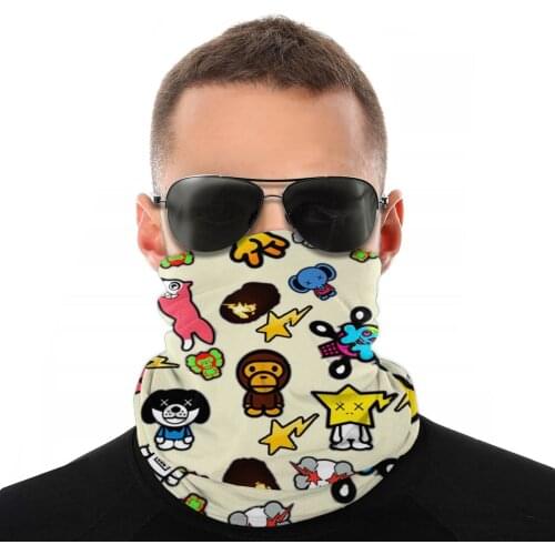 Animation Collage Magic Scarf Half Face Mask Men Women Halloween Neck Balaclava Bandanas Windproof Headband Cycling Hiking