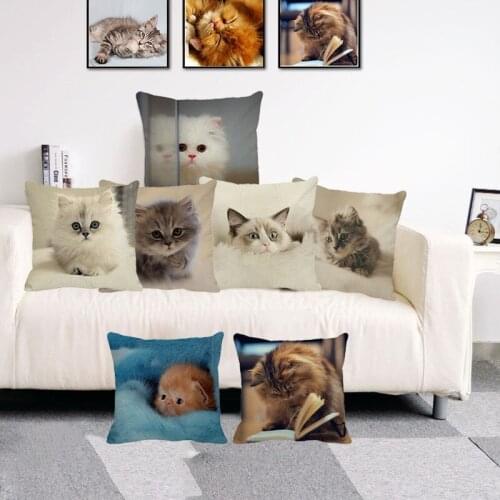 XUNYU 45cm*45cm Cute Pet Cat Cushion Cover Sofa Throw Pillowcase Home Decorative Pillow Cover Car Cushion Cover B0046