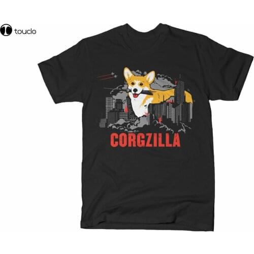Corgzilla Corgi Dog Pet Animal Monster Japanese Funny Black Tshirt S6Xl
