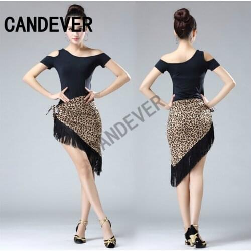 Leopard Print Women Classic Latin Dance Costumes Asymmetrical Ruffle Mermaid Skirt Lady Salsa Chacha Tango Rumba Dress