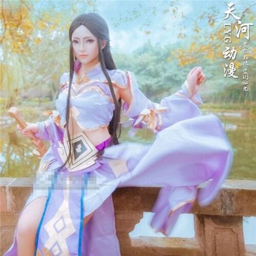 Game King Glory Women Cosplay Costume Zixia Dress Cosplay Halloween Party Dress Costume Full Set