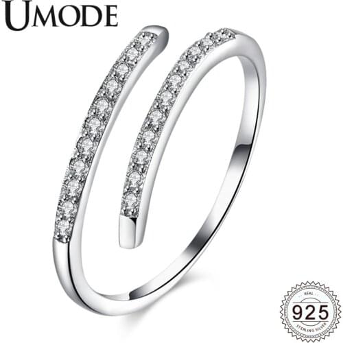 UMODE Solid 925 Sterling Silver Rings For Women Stacked Wedding Engagement Ring Korea Fashion Silver 925 Jewelry ULR0537