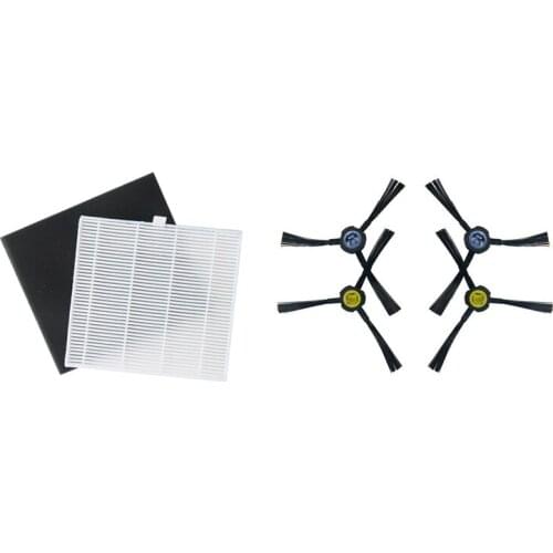 1Pc Filter Screen Replacement with 4Pcs Side Brushes, for Ilife V8 V8S X750 X800 X785 V80 Robot Sweeper