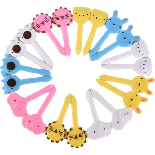 10Pcs Mini Cute Cartoon Animal Food Fruit Picks Forks Lunch Box Decor For Kids Fruit Fork Random Color high quality