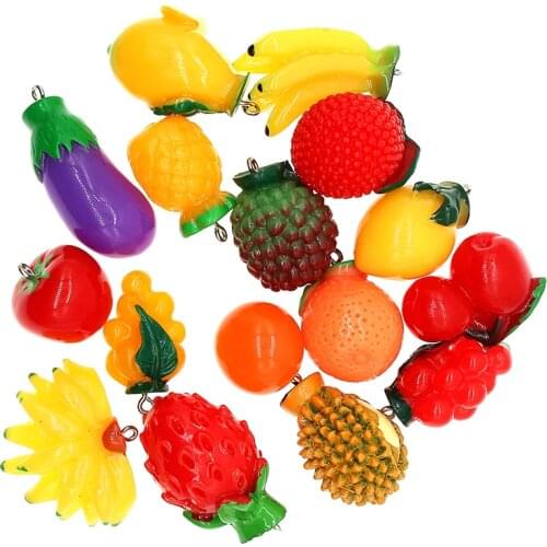 5pcs/lot 12*17*20mm Cute Acrylic Resin Charms Fruits and Vegetables DIY Craft For Bracelet Earrings Jewelry Findings Accessories