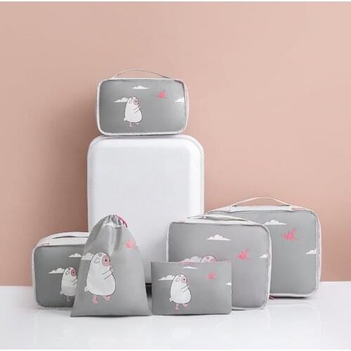 6Pcs/Set Travel Shoes Underwear Cosmetics Bra Sundries Cloths Collections Storage Bag Portable Disposable Sky River Pattern