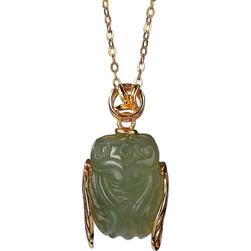 925 sterling silver gold-plated natural Hetian gray jade pendant retro personality knows Lady Bichan pendant